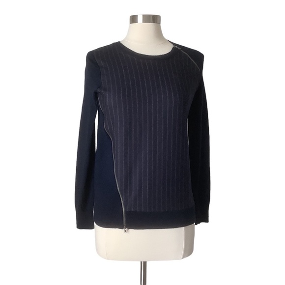 J. Crew Asymmetrical Zip Stripe Navy Sweater XS - Picture 14 of 16